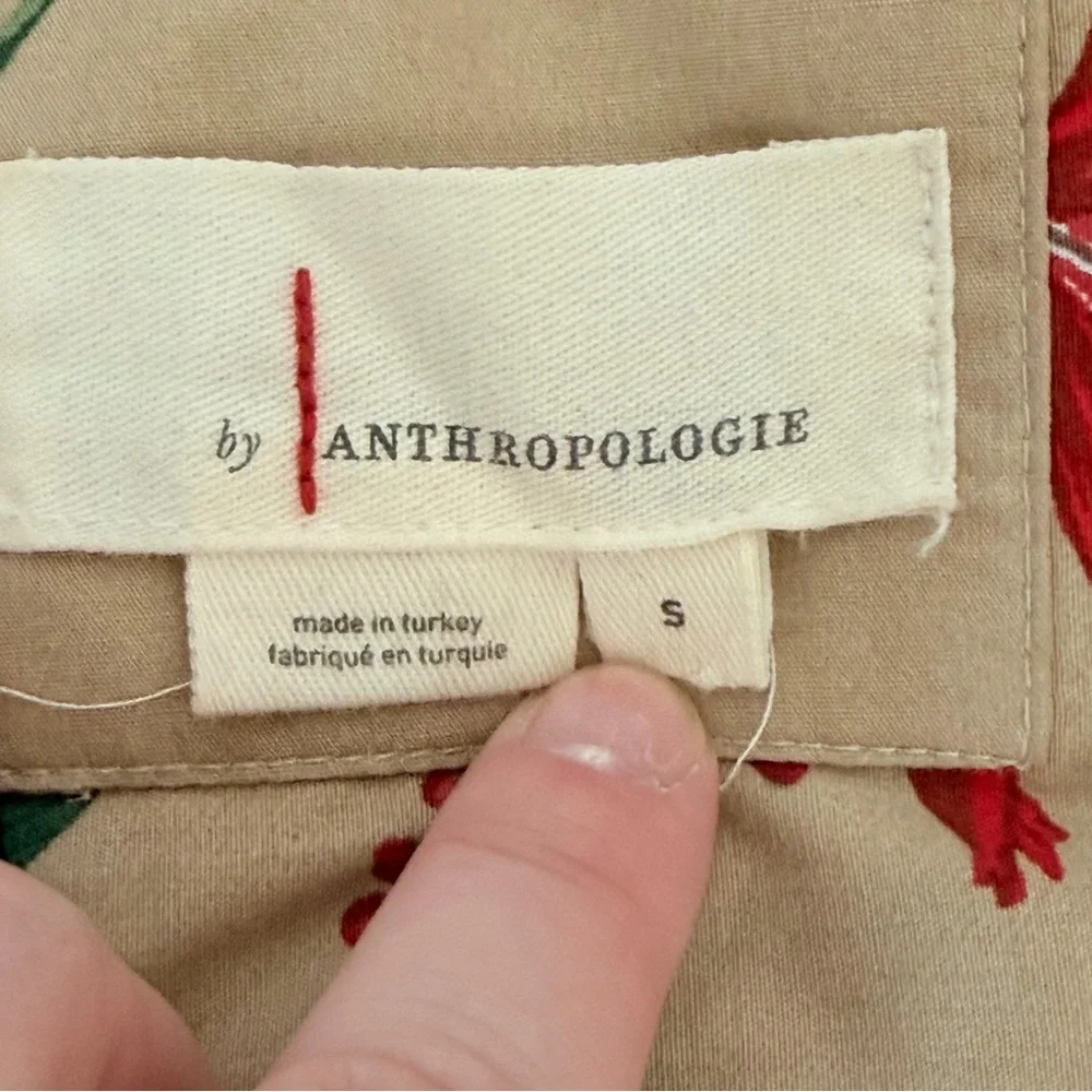 Anthropologie The Somerset Maxi Dress Cotton Tiered Size Small Khaki Floral - Picture 8 of 12